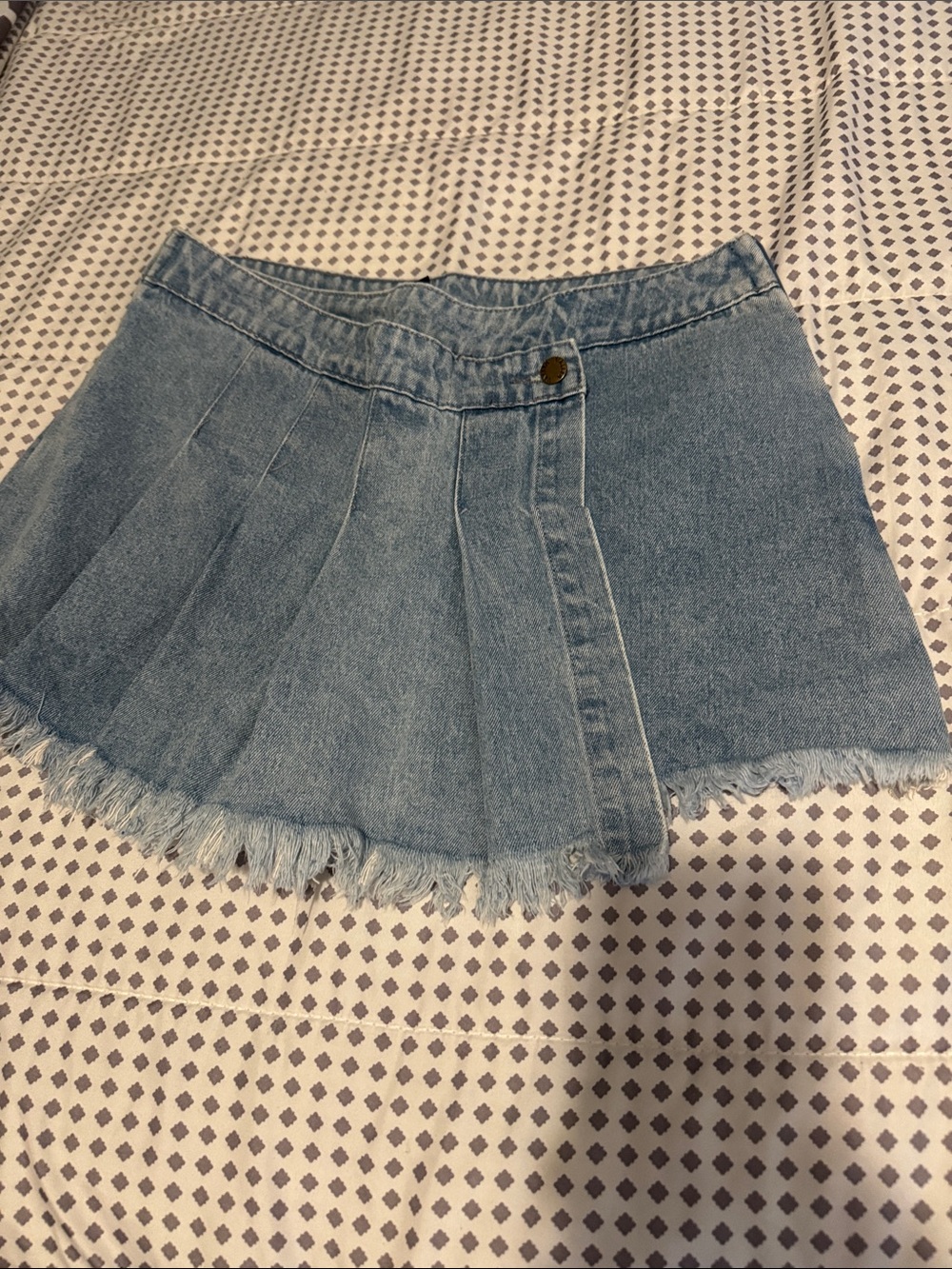 Denim mini Skirt with Subtle Pleating